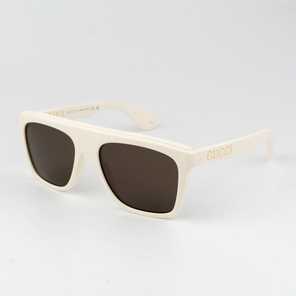 NEW Gucci GG1570S 003 Matte White Brown Unisex Pilot Sunglasses GG 1570S